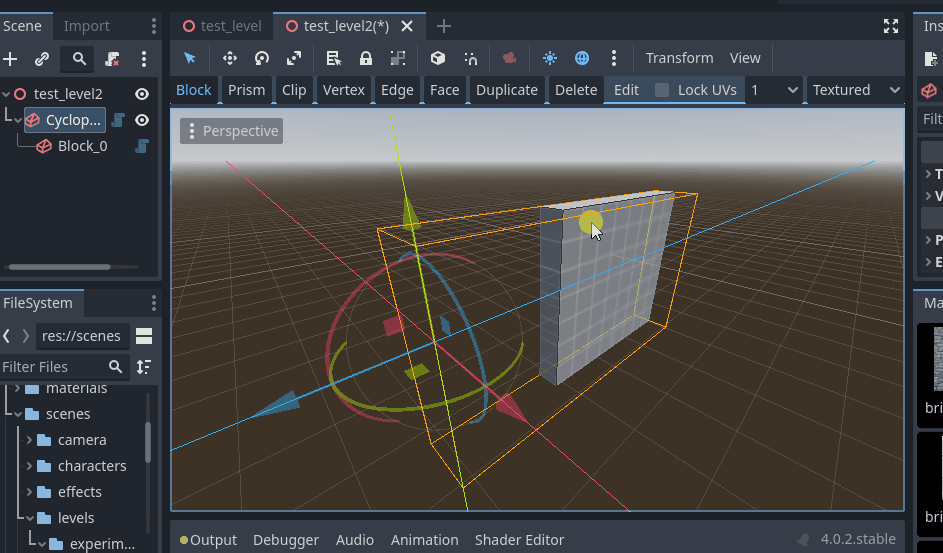 Creating a block on the surface of another block